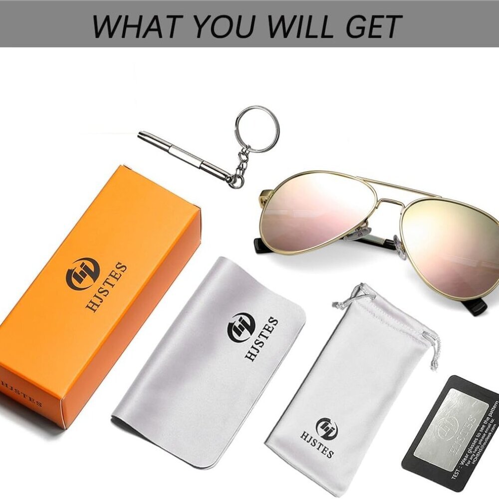 Polarized Kids Aviator Sunglasses for Girls Boys Classic Juniors Glasses UV400 P - Picture 6 of 9